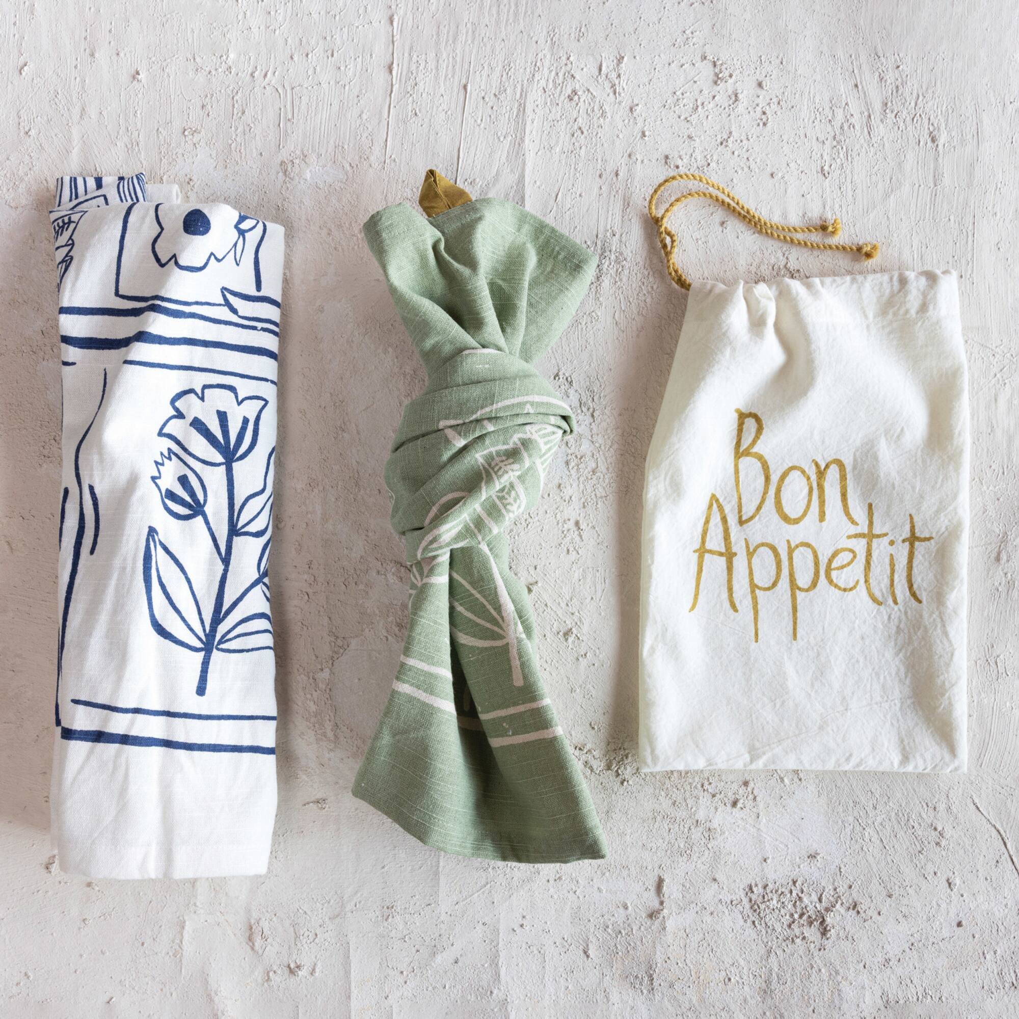 Hello Honey® Cream & Sage Kitchen-Themed Tea Towels, 2ct.